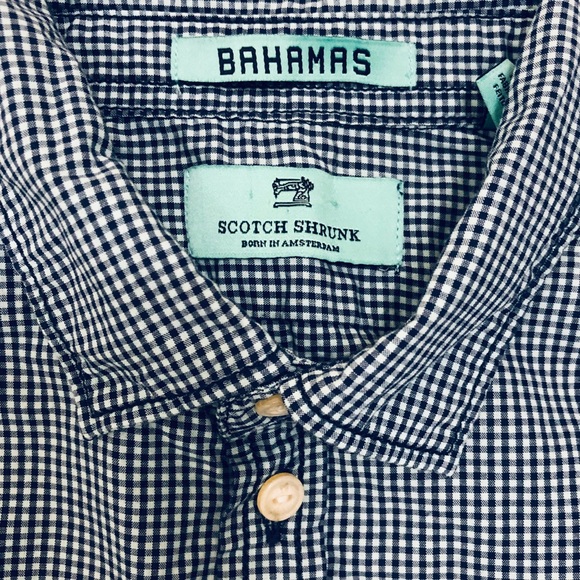 Ombré blue check S/S button down. - Picture 2 of 6